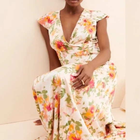 Hutch x Anthropologie Ella white floral print open back maxi dress 20406 - Picture 2 of 13